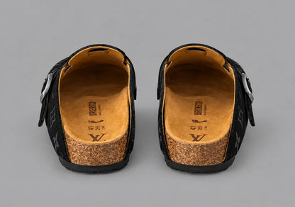 Black Monogram Buckle Clogs - Limited Edition