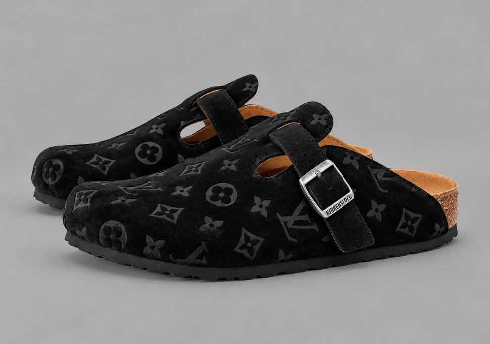 Black Monogram Buckle Clogs - Limited Edition
