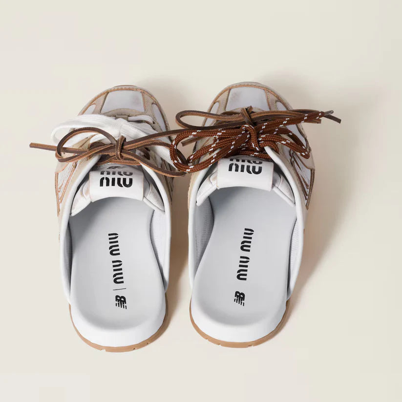 530 SL Mules – Bleached Leather & Gum Sole Travertine Gray White Edition
