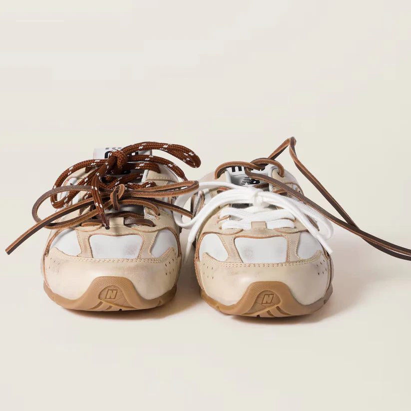 530 SL Mules – Bleached Leather & Gum Sole Travertine Gray White Edition